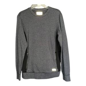 On The Byas Long Sleeve Pullover Sweatshirt With Zipper Pockets Gray & Black Med